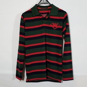 Emporio Armani striped long sleeve polo shirt